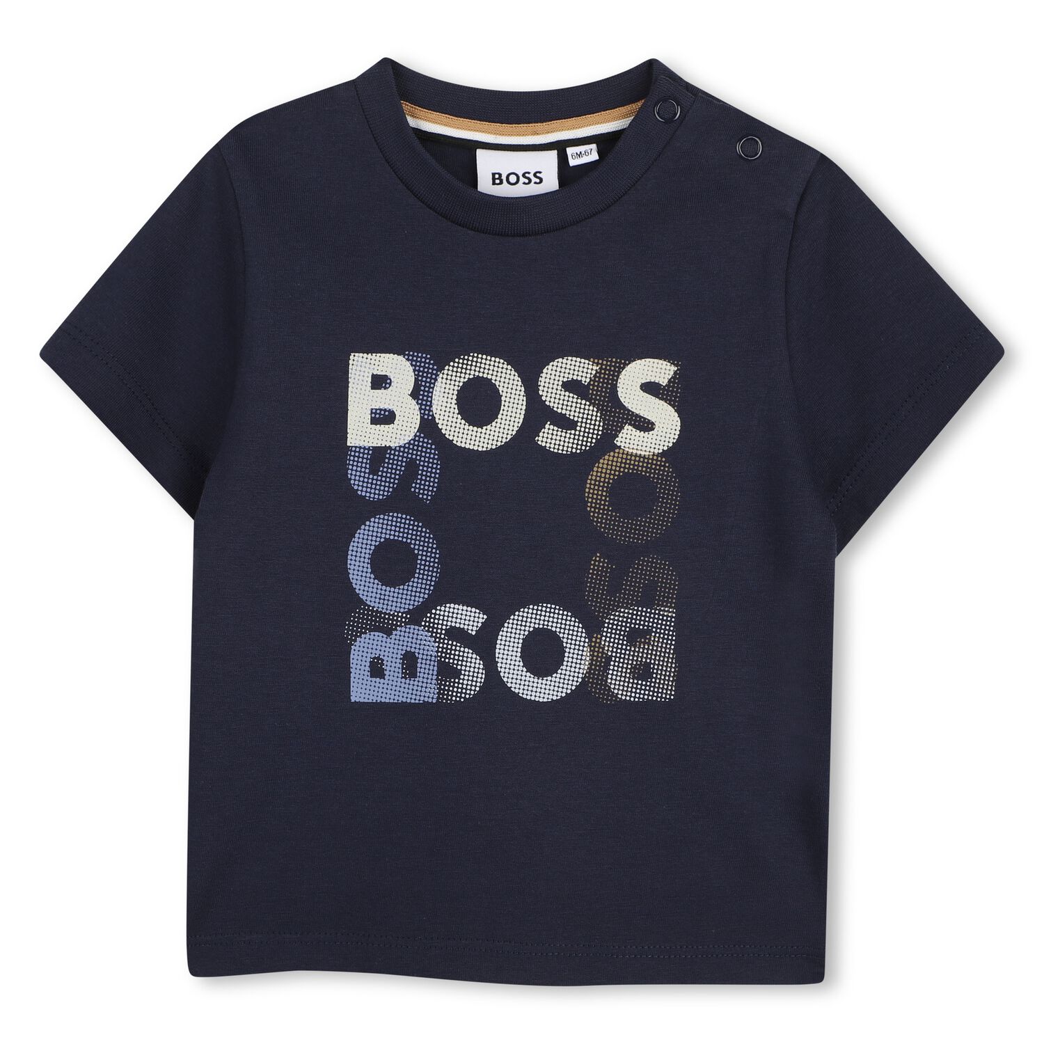 Younger Boys Navy Blue Logo T-Shirt, 2, hi-res