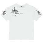 Girls White Logo & Star T-Shirt, 1, hi-res