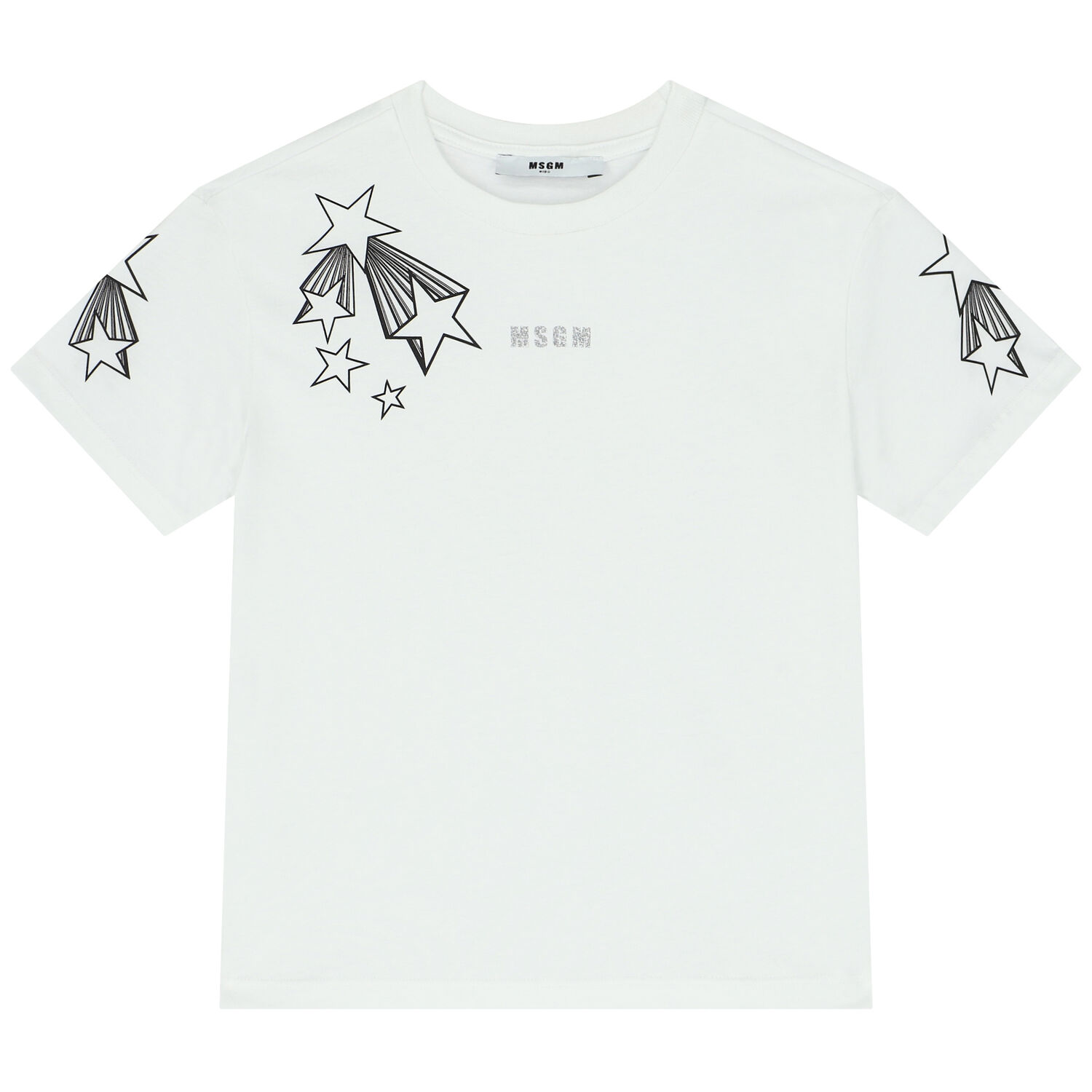 Girls White Logo & Star T-Shirt, 1, hi-res