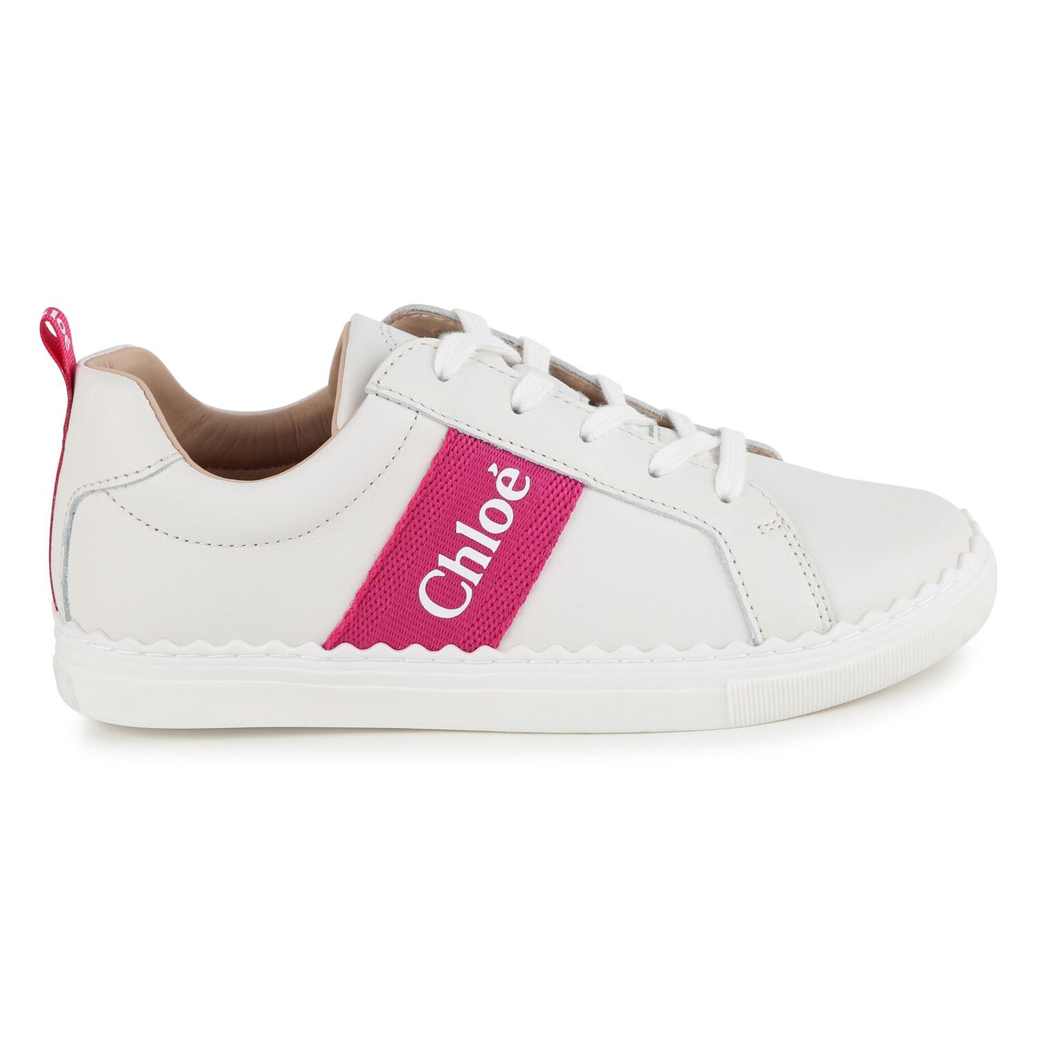 Gilrs Ivory & Pink Logo Trainers, 1, hi-res image number null