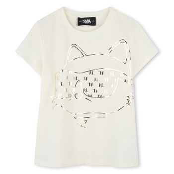 Girls Beige Choupette Logo T-Shirt