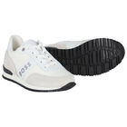 Boys White Logo Trainers, 1, hi-res