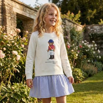 Girls White Polo Bear Dress 