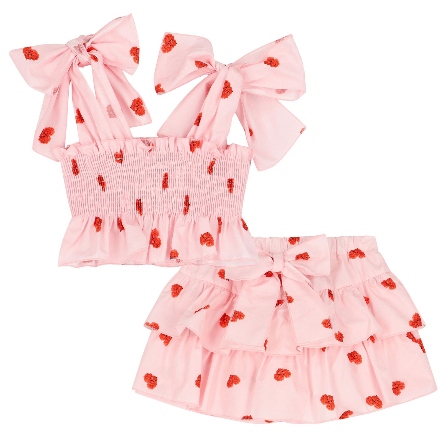 Girls Pink Heart Skirt Set, 1, hi-res