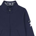 Boys Navy Blue Logo Zip Up Top, 1, hi-res