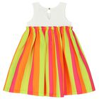 Girls Yellow & Pink Striped Dress, 1, hi-res