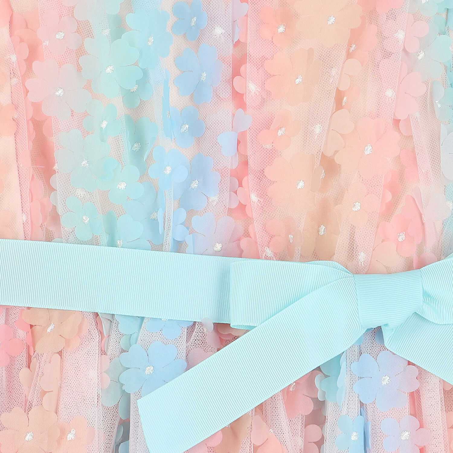 Girls Rainbow Floral Tulle Dress, 1, hi-res