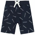 Boys Navy Logo Shorts, 1, hi-res