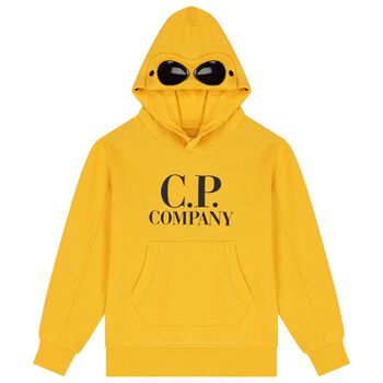 Boys Yellow Logo Hooded Top