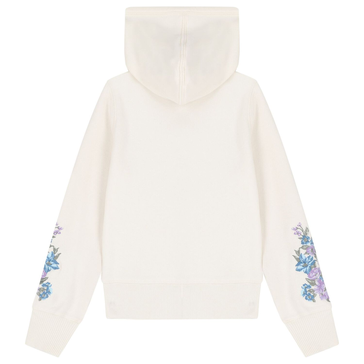 Girls Ivory Logo Hooded Zip Up Top, 1, hi-res