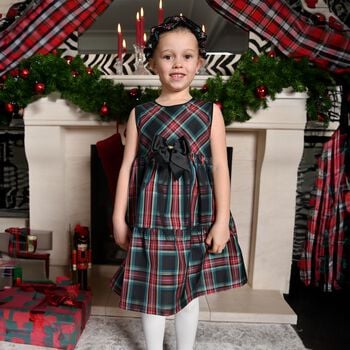 Girls Green & Red Tartan Georgie Dress