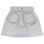 Girls Silver Jacquard Skirt, 1, hi-res