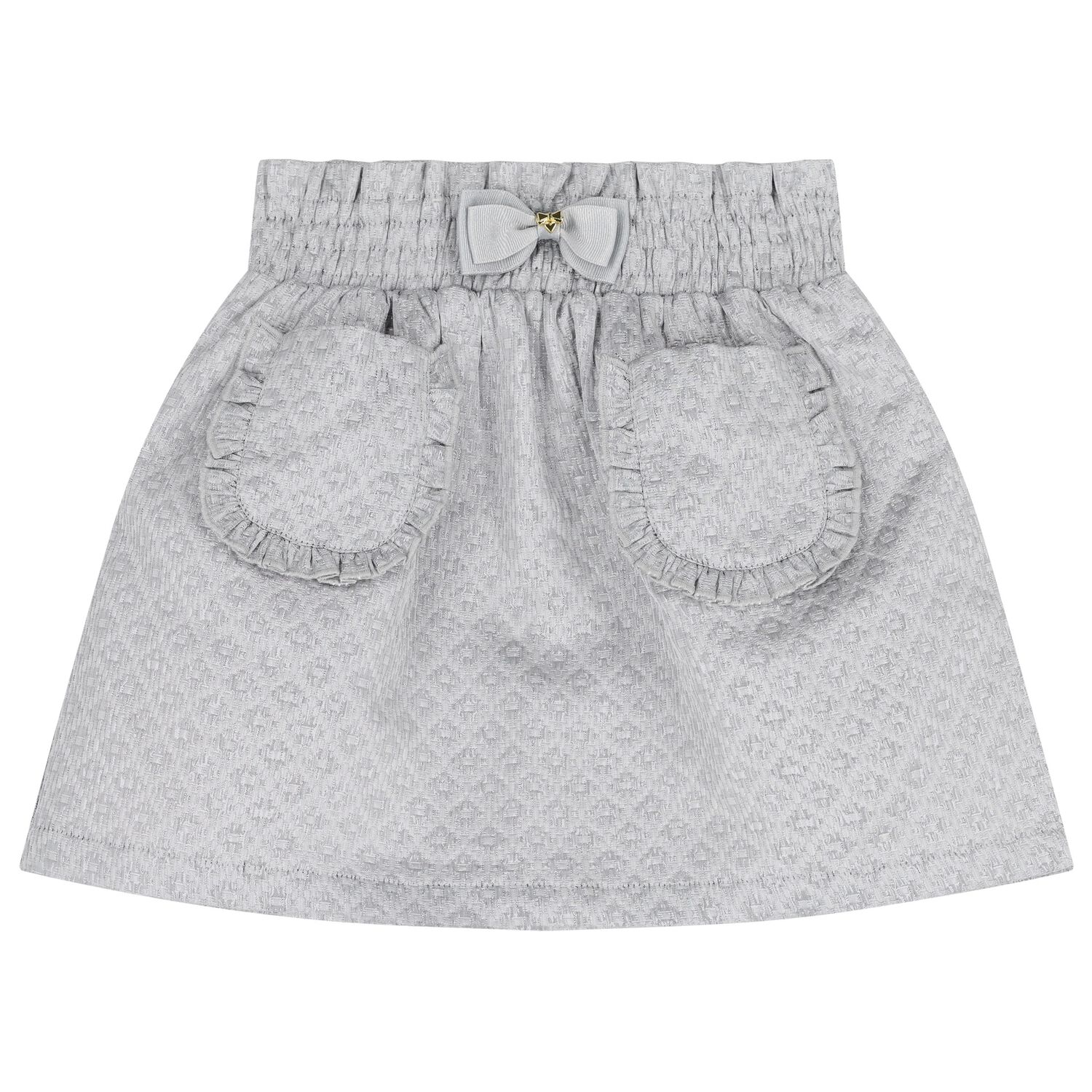 Girls Silver Jacquard Skirt, 1, hi-res