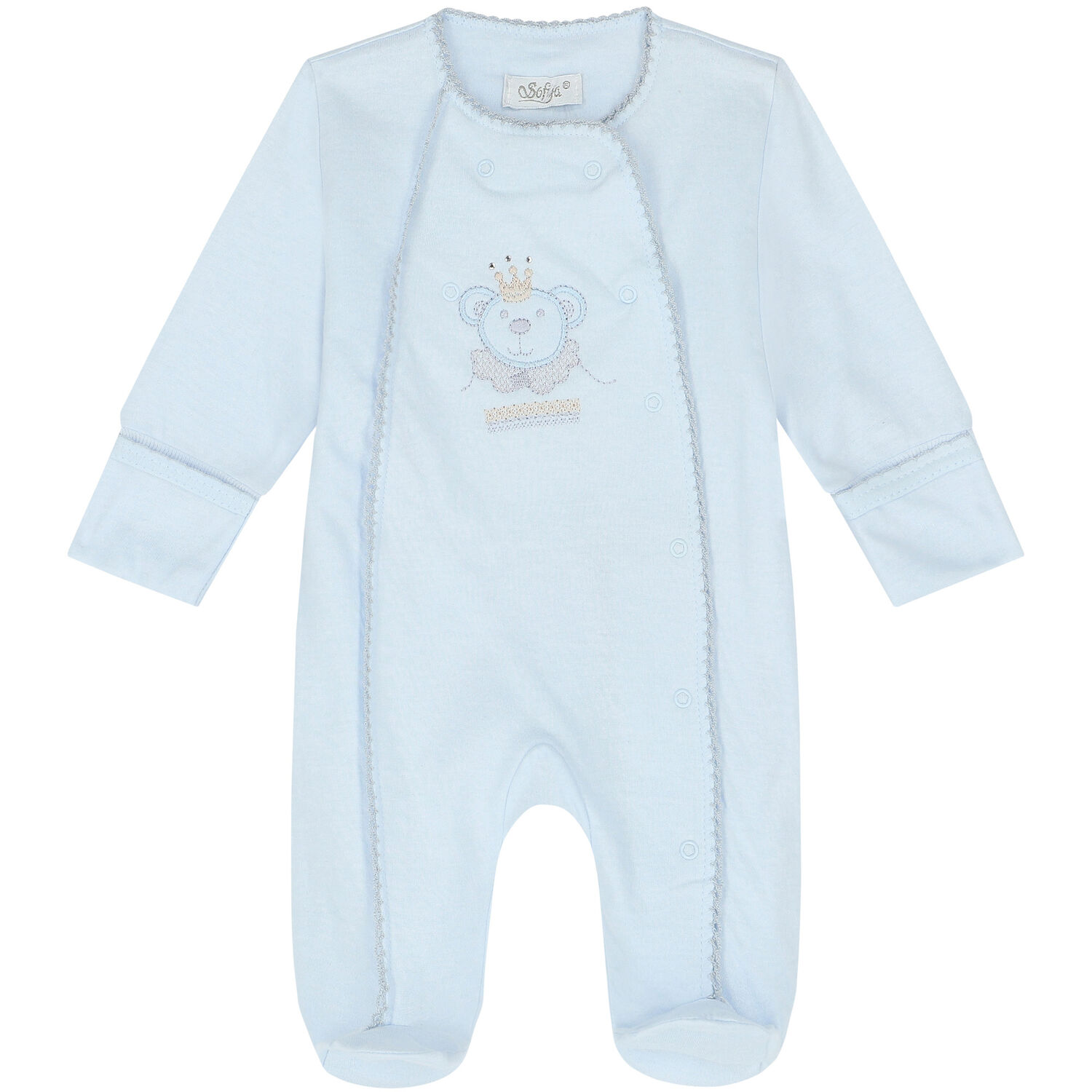 Baby Boys Blue Cotton Babygrow, 1, hi-res