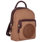 Girls Beige Canvas Horse Logo Backpack ( 26cm ), 1, hi-res