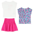 Girls White & Pink Skirt Set, 1, hi-res