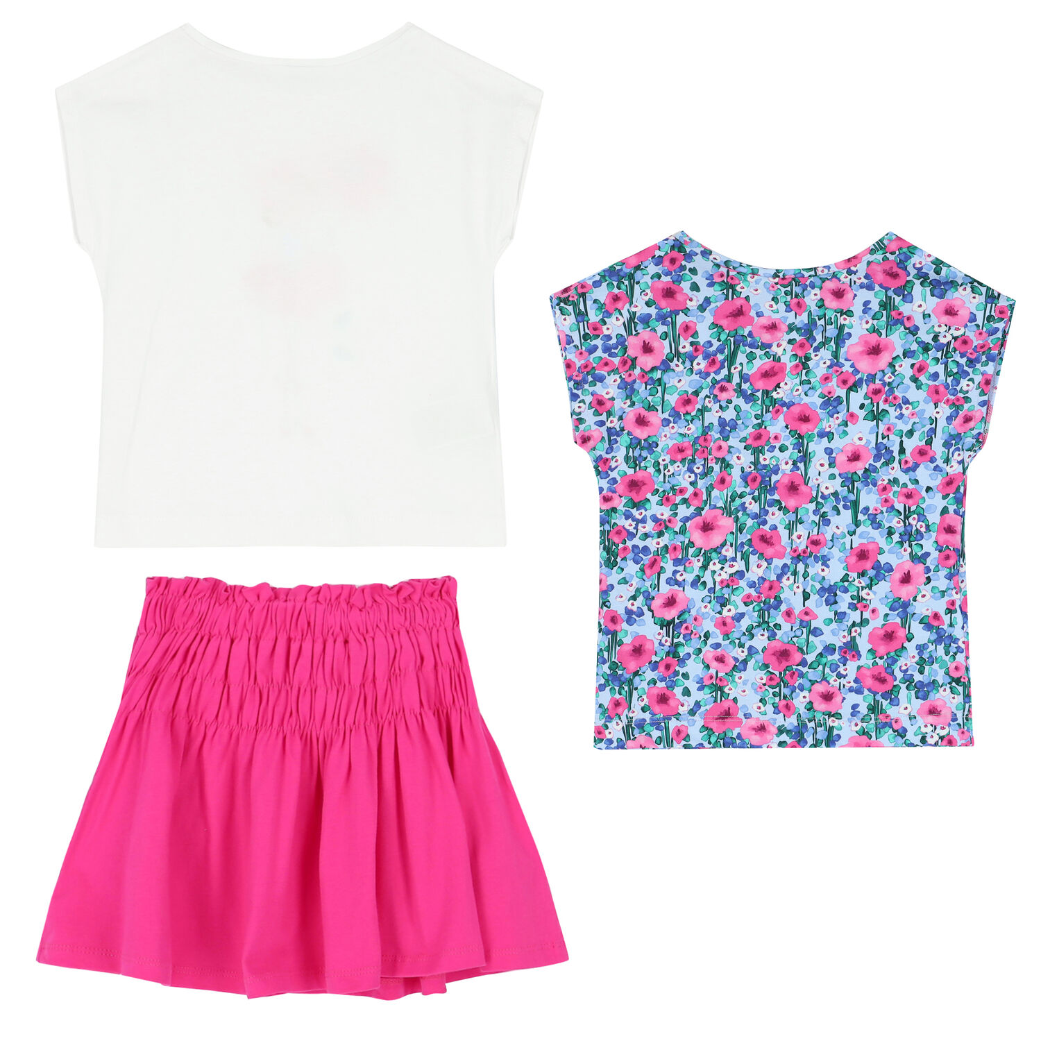 Girls White & Pink Skirt Set, 1, hi-res