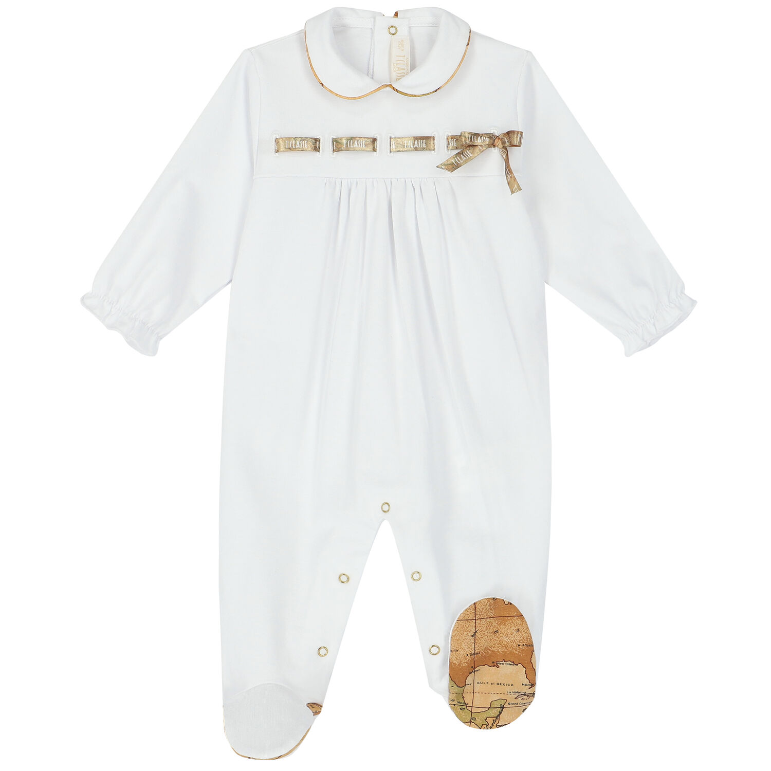 Baby Girls White Logo Babygrow, 1, hi-res