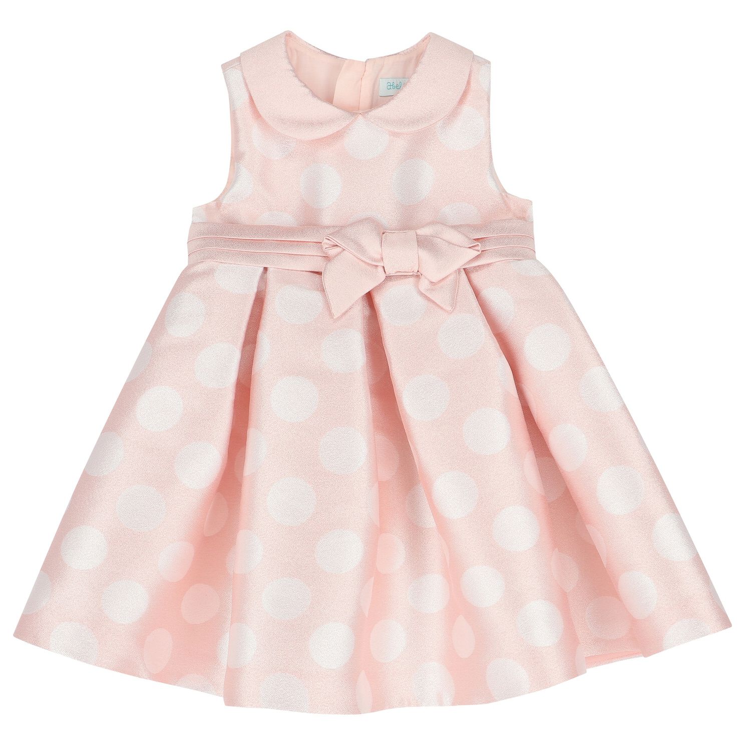 Younger Girls Pink Polka Dot Satin Dress, 1, hi-res image number null