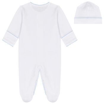 Baby Boys White & Blue Vintage Toy Treasures Babygrow Set
