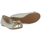 Girls Gold Logo Ballerina Shoes, 1, hi-res