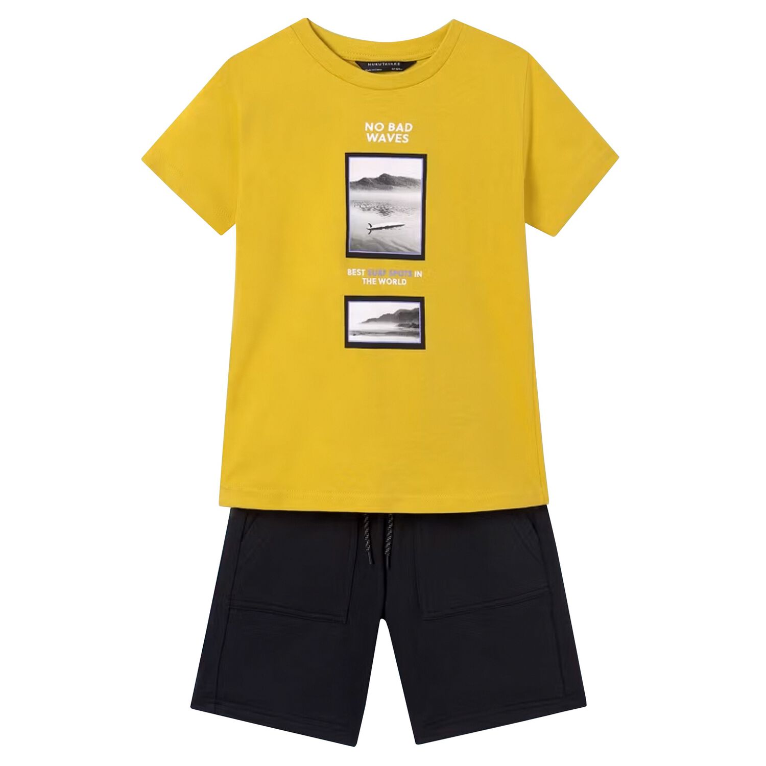 Boys Yellow & Navy Blue Shorts Set, 1, hi-res image number null
