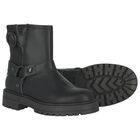 Girls Black Logo Leather Boots, 1, hi-res