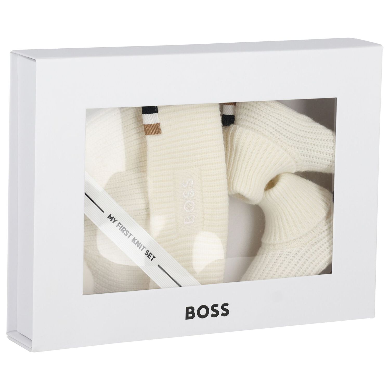 Ivory Baby Hat & Booties Gift Set, 1, hi-res