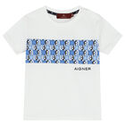 Younger Boys White & Blue Logo Shorts Set, 1, hi-res