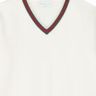 Ivory Cotton Web Striped Sweatshirt, 1, hi-res