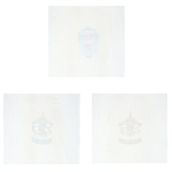 Baby Boys White, Beige & Blue Muslin Swaddles (3-Pack)