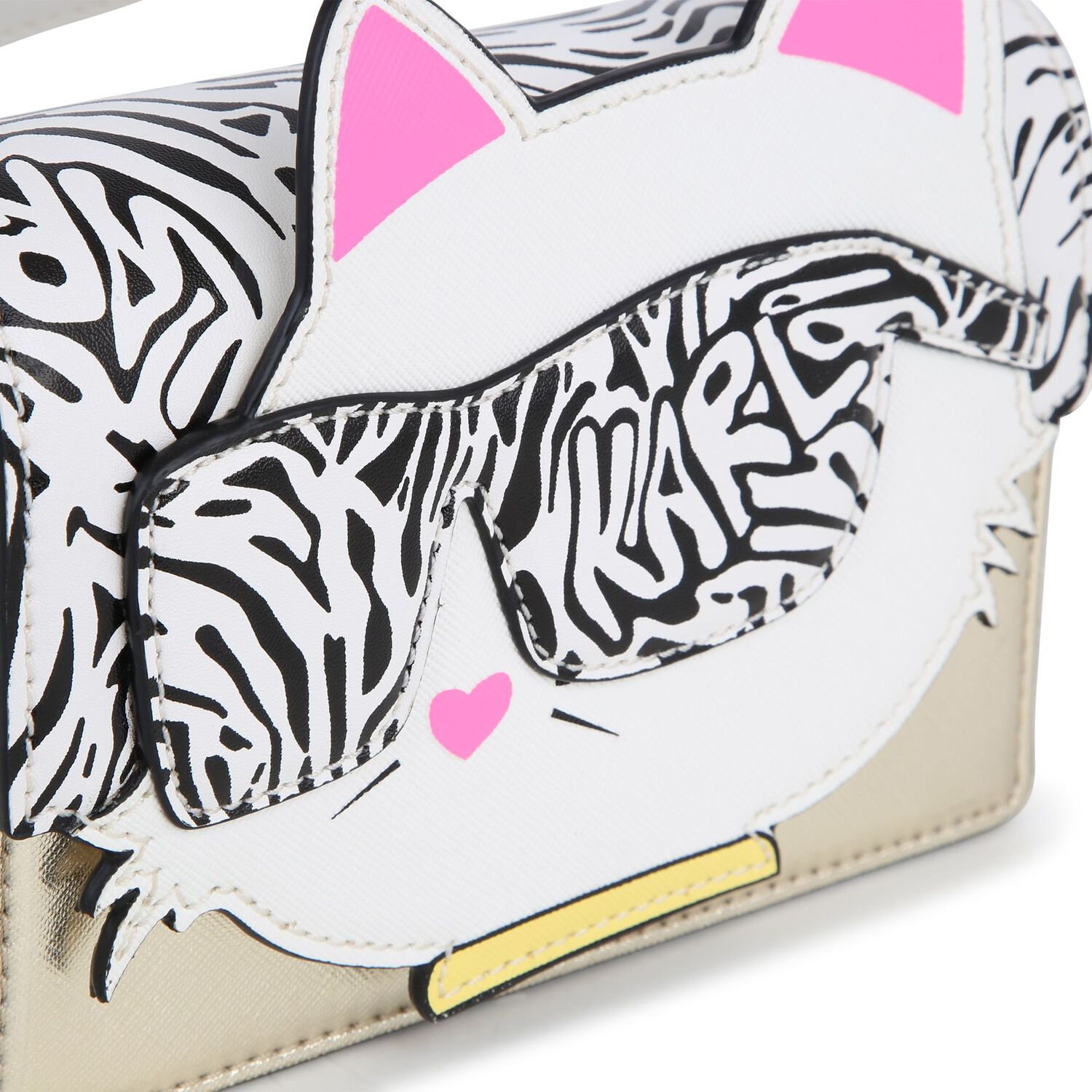 Girls White & Gold Choupette Handbag, 1, hi-res