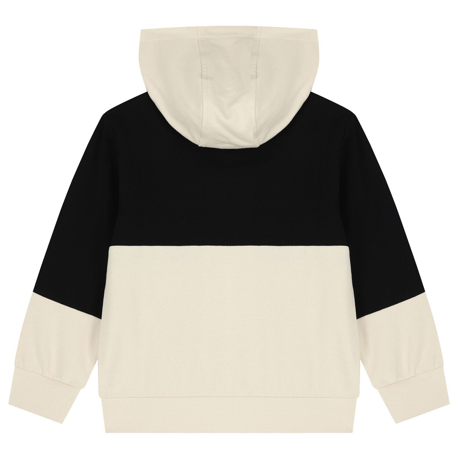 Boys Black & Ivory Logo Hooded Zip Up, 1, hi-res