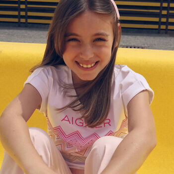 Girls White Zigzag Logo T-Shirt