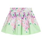 Girls White & Green Floral Skirt Set, 1, hi-res