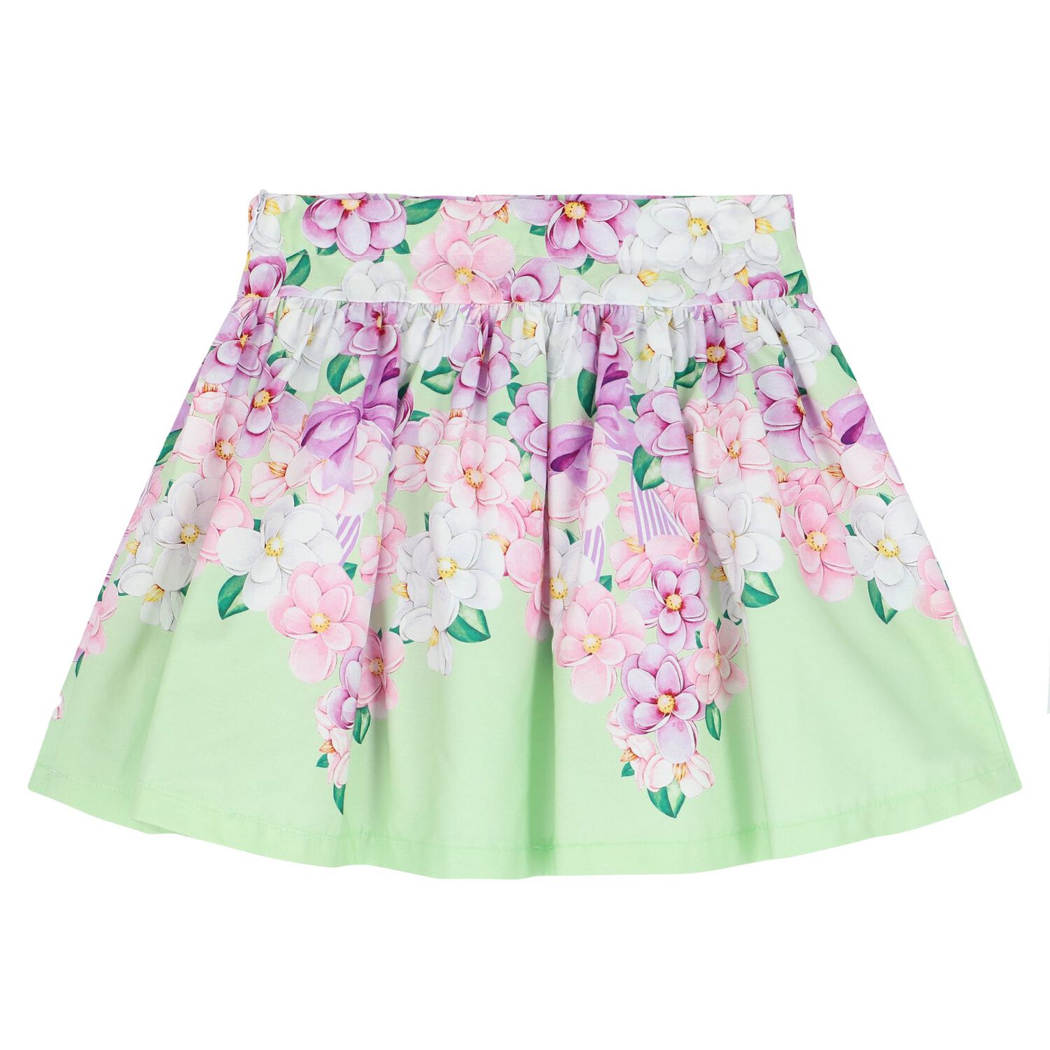 Girls White & Green Floral Skirt Set, 1, hi-res image number null