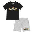 Younger Black & Grey Teddy Bear Logo Shorts Set, 5, hi-res