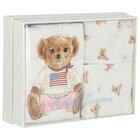 Baby Girls White Polo Bear Babysuit & Hat Gift Set, 1, hi-res