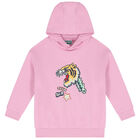 Girls Pink Varsity Tiger Hooded Top, 1, hi-res