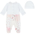 Baby Girls White Rose Babygrow Set, 1, hi-res