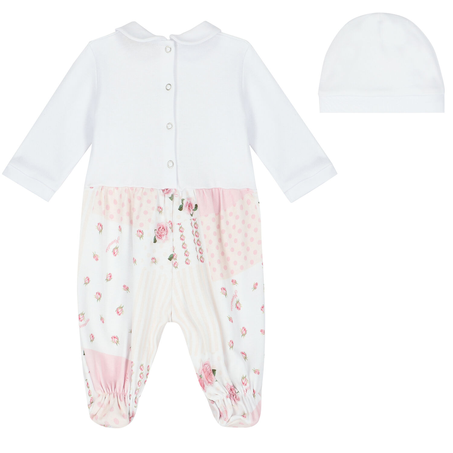 Baby Girls White Rose Babygrow Set, 1, hi-res