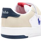 Boys White & Beige Logo Trainers, 1, hi-res
