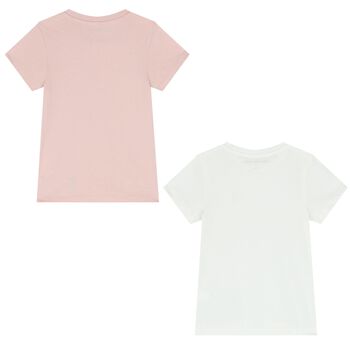 Girls White & Pink Logo T-Shirts ( 2-Pack )