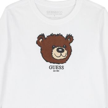 Boys White Teddy Bear Long Sleeve Top