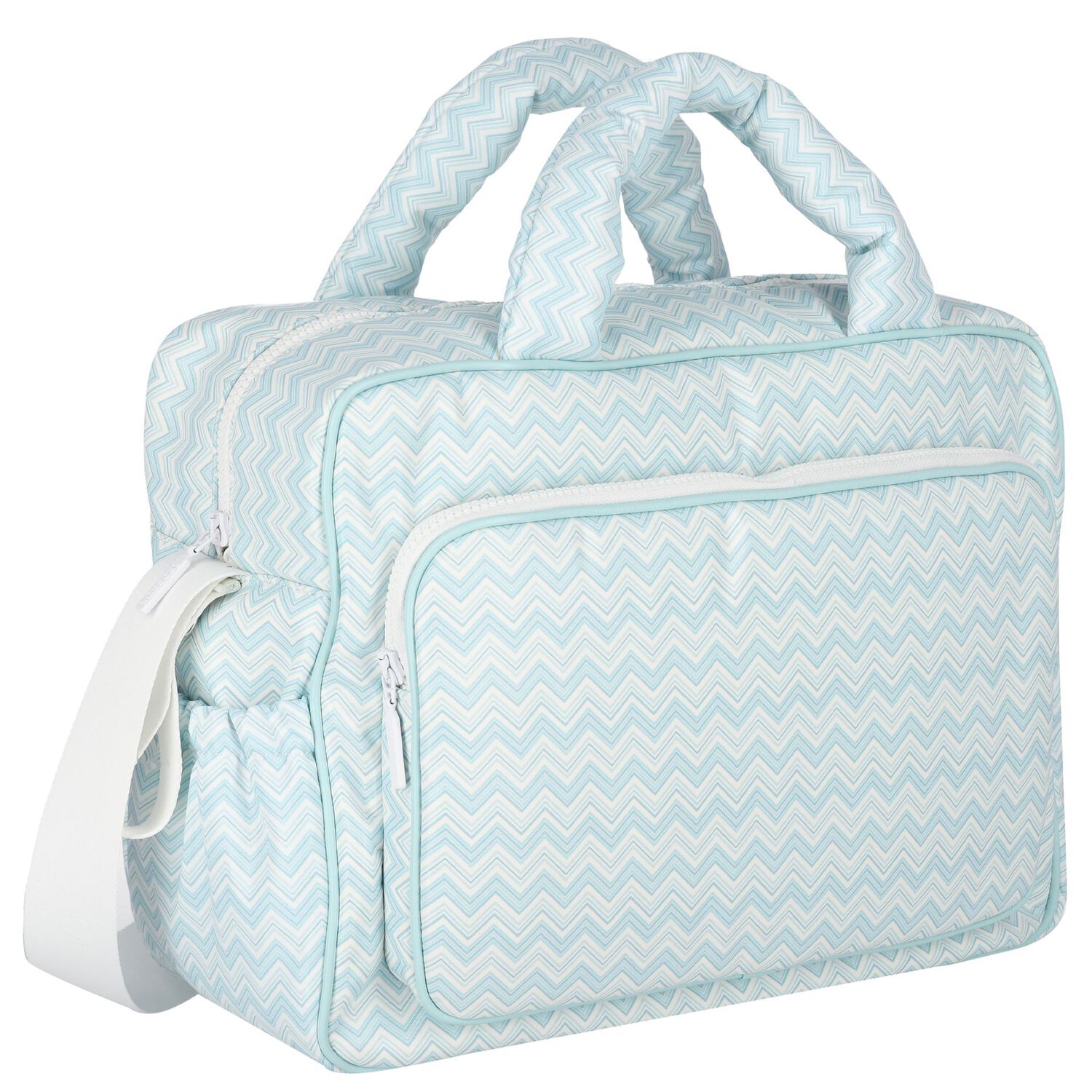 Baby Boys Blue & White Zig Zag Changing Bag, 1, hi-res