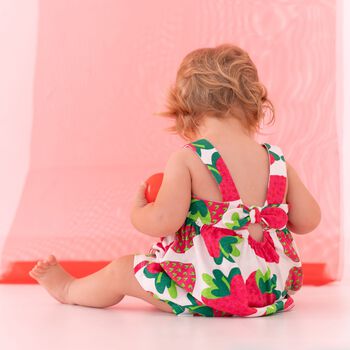 Girls White & Pink Strawberry Dress