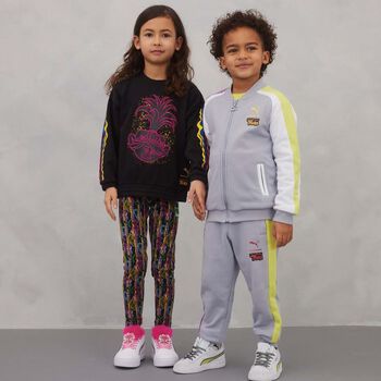 Girls Black Trolls Logo Leggings