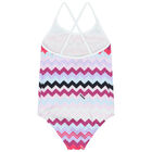 Girls Purple & Pink Zigzag Logo Swimsuit, 1, hi-res