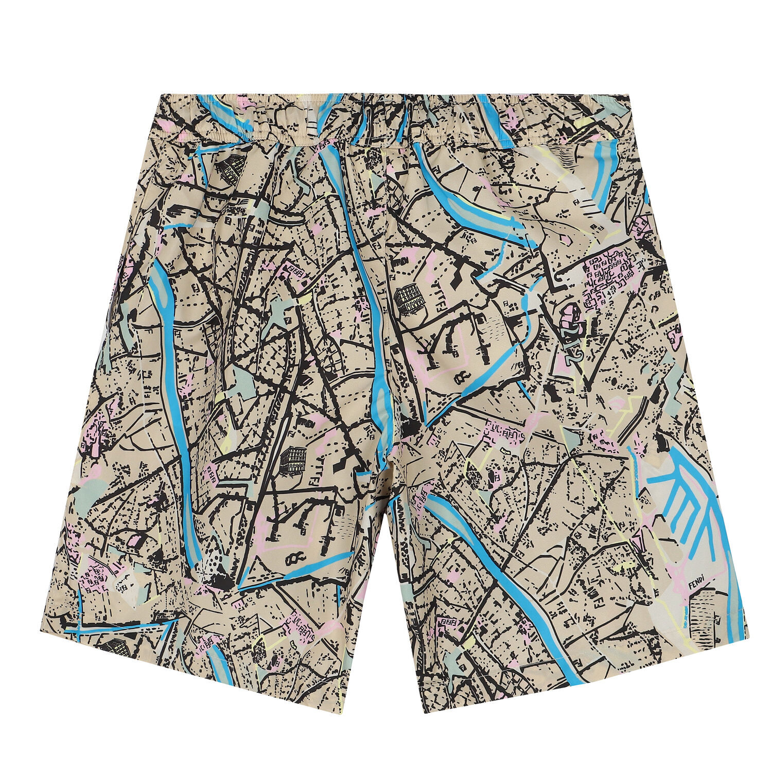 Boys Beige Abstract Swim Shorts, 1, hi-res image number null
