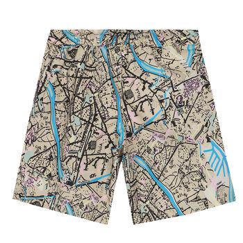 Boys Beige Abstract Swim Shorts